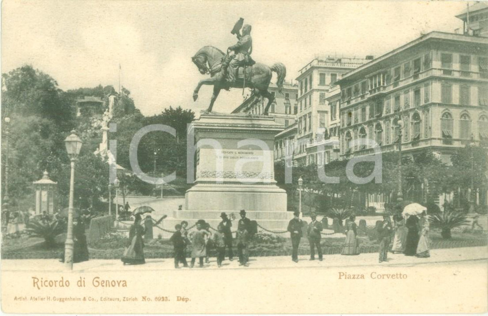 Cartolina originale da collezione 1900 ca GENOVA Genovesi in Piazza CORVETTO Cartolina postale FP NV 1