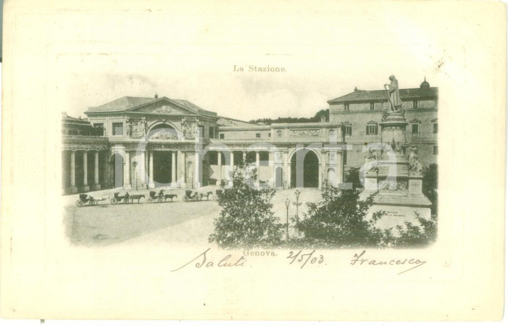 Cartolina originale da collezione 1903 GENOVA Facciata stazione di Piazza PRINCIPE Cartolina FP VG 1