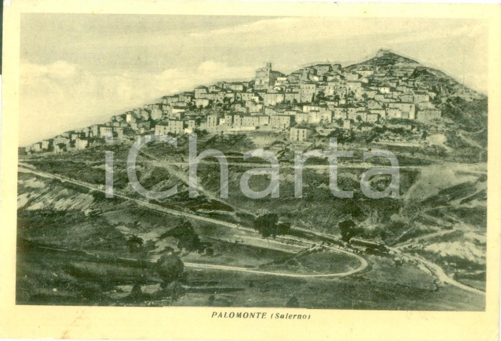 Cartolina originale da collezione 1955 PALOMONTE SA Panorama del paese sul colle Cartolina FG VG 1
