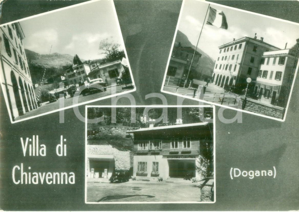 Cartolina originale da collezione 1957 VILLA DI CHIAVENNA SO Vedutine della dogana Cartolina postale FG VG 1