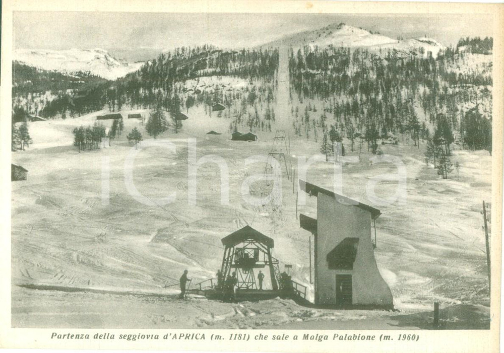 Cartolina originale da collezione 1950 APRICA SO Particolare della seggiovia per MALGA PALABIONE Cartolina FG VG 1