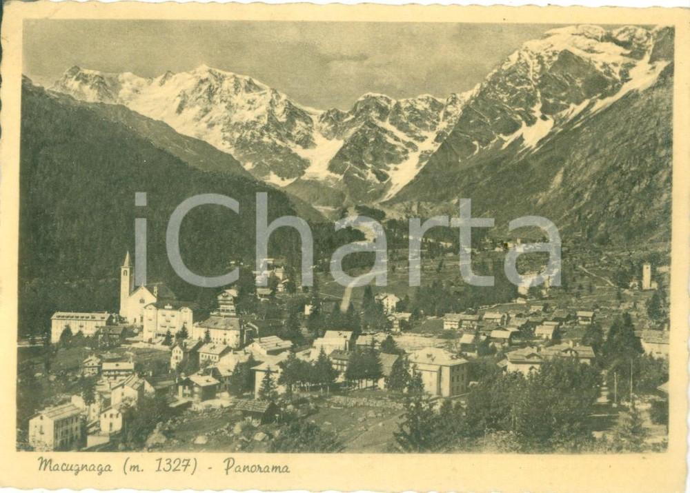 Cartolina originale da collezione 1948  MACUGNAGA VB Panorama generale del paese Cartolina FG VG 1