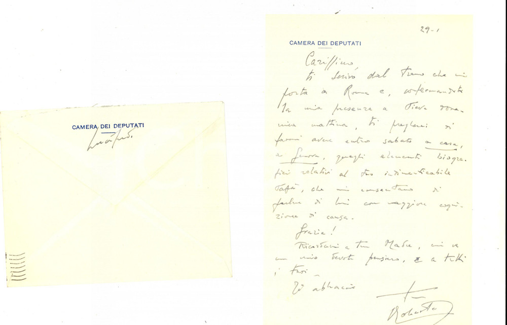 Autografo originale 1955 ca ROMA Roberto LUCIFREDI chiede biografia del apdre di Durand Autografo 1