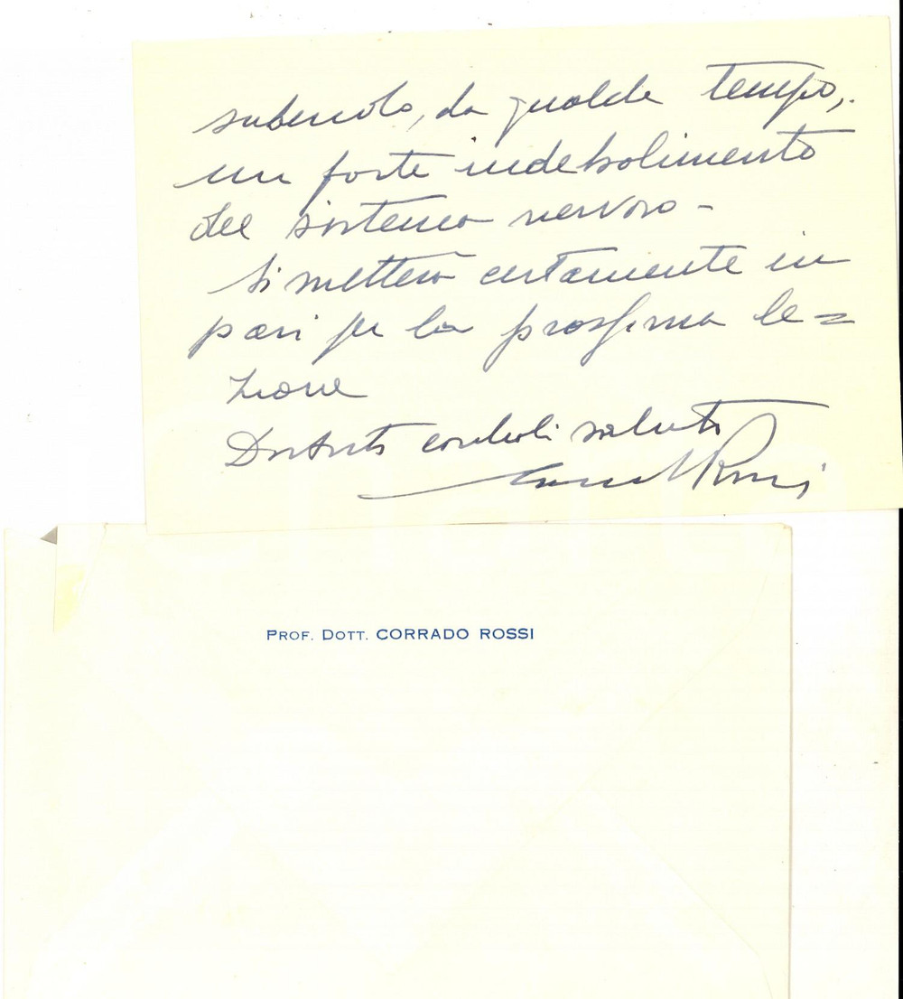 Autografo originale 1950 ca GENOVA Prof. dott. Corrado ROSSI giustifica la figlia Autografo 1