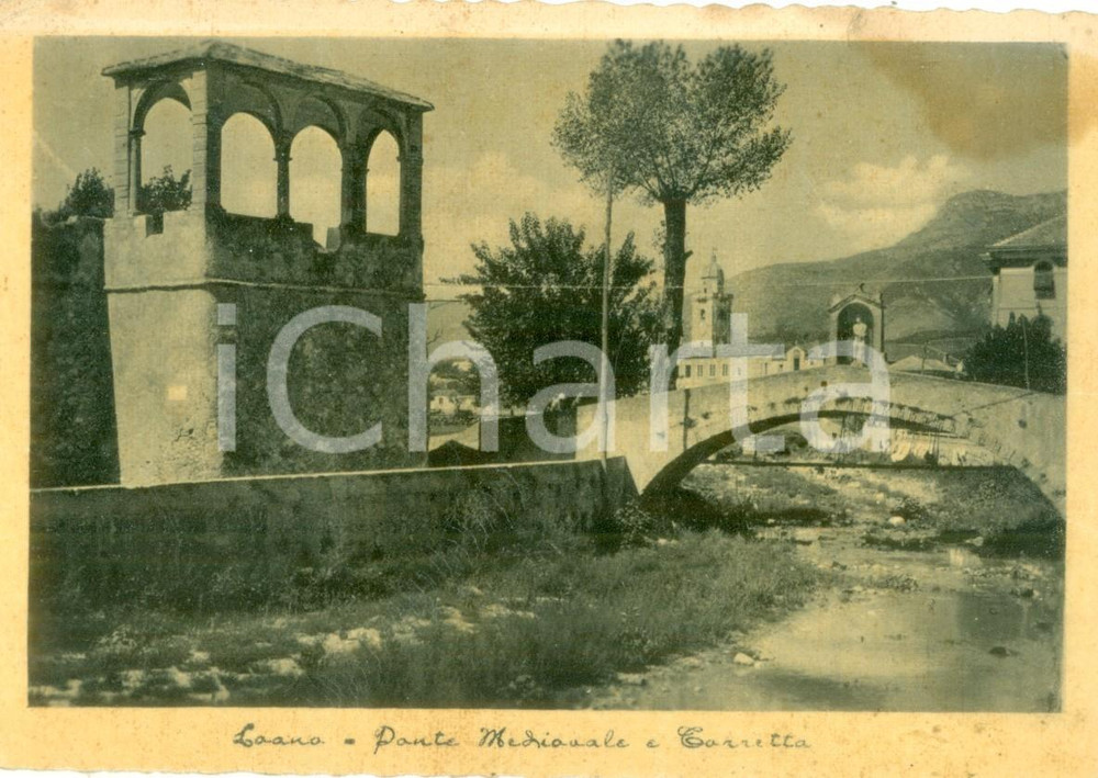 Cartolina originale da collezione 1941 LOANO SV Ponte medievale e torretta Cartolina postale FG VG 1