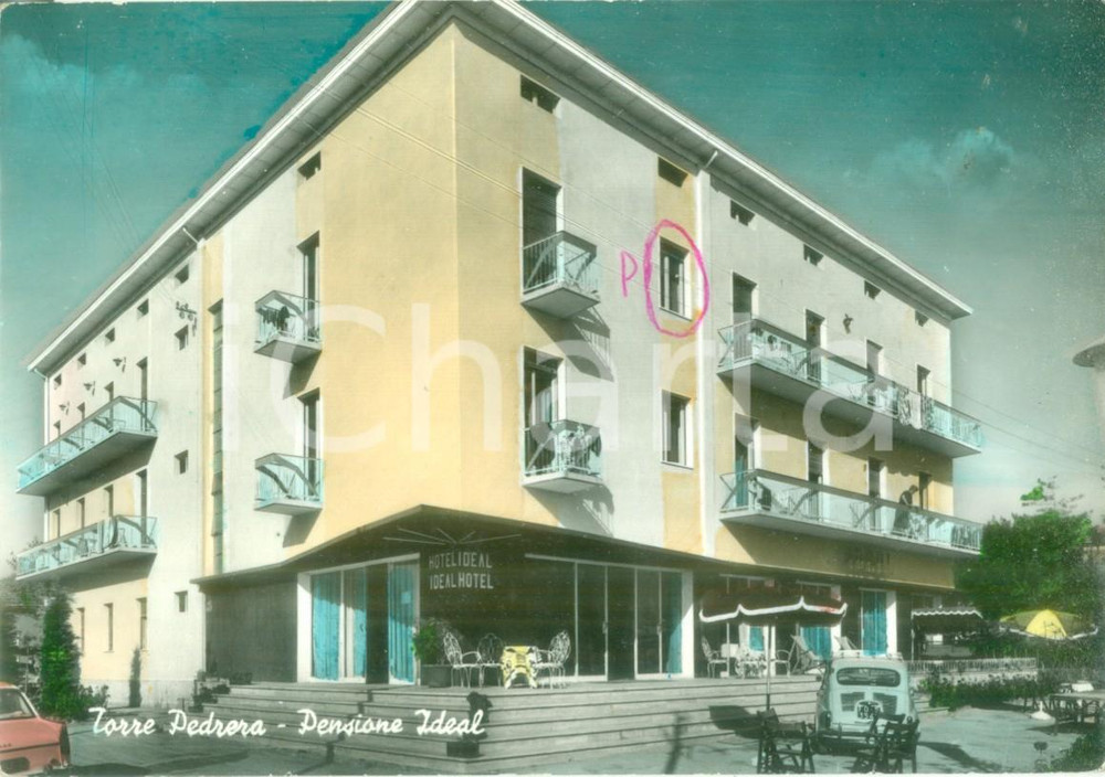 Cartolina originale da collezione 1962 RIMINI La pensione Ideal a TORRE PEDRERA Cartolina FG VG 1