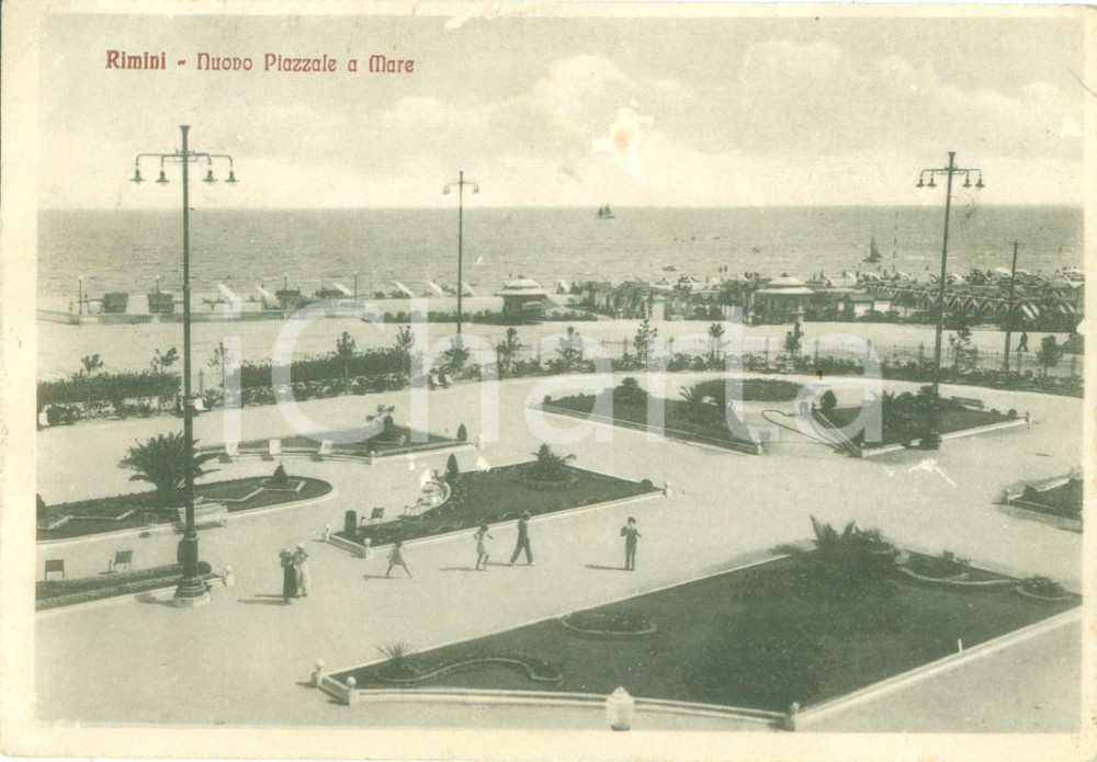 Cartolina originale da collezione 1933 RIMINI Veduta del nuovo Piazzale a mare Cartolina postale FG VG 1