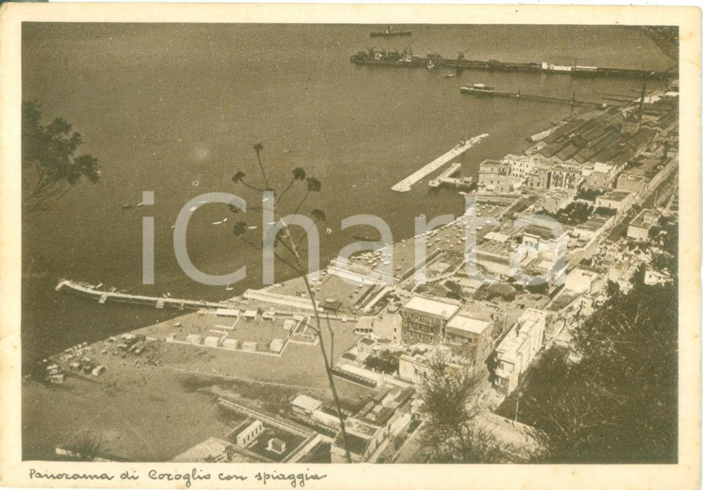 Cartolina originale da collezione 1950 ca NAPOLI Panorama di COROGLIO con la spiaggia Cartolina postale FG NV 1