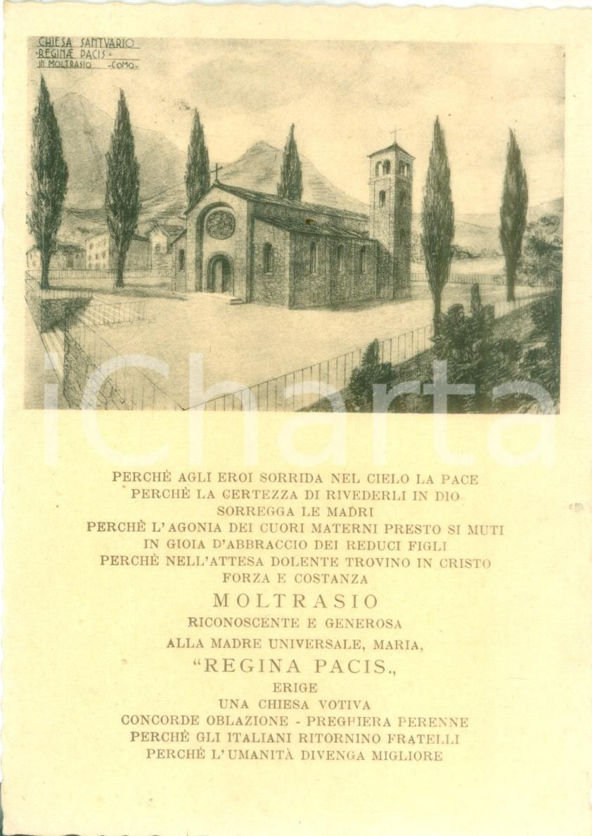 Cartolina originale da collezione 1946 MOLTRASIO CO Chiesa santuario Regina Pacis Cartolina ILLUSTRATA FG NV 1