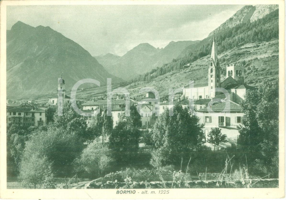 Cartolina originale da collezione 1937 BORMIO SO Panorama generale con la chiesa Cartolina postale FG VG 1