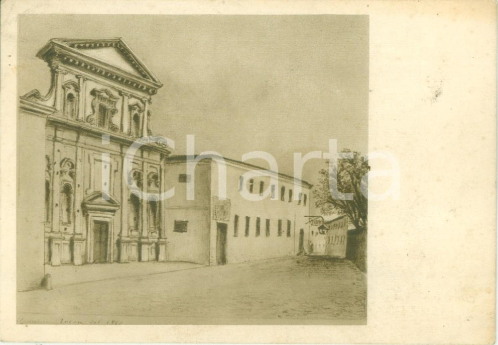 Cartolina originale da collezione 1941 CARIGNANO TO L antica chiesa di SANTA CHIARA Cartolina ILLUSTRATA FG VG 1