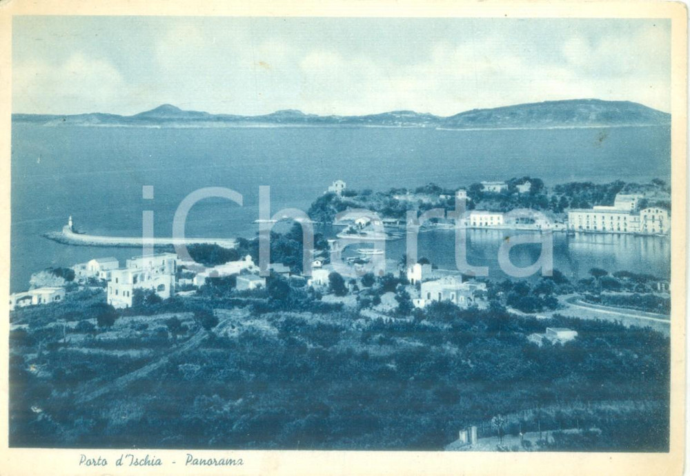 Cartolina originale da collezione 1950 ca ISCHIA NA Panorama dell isola con il porto Cartolina postale FG NV 1