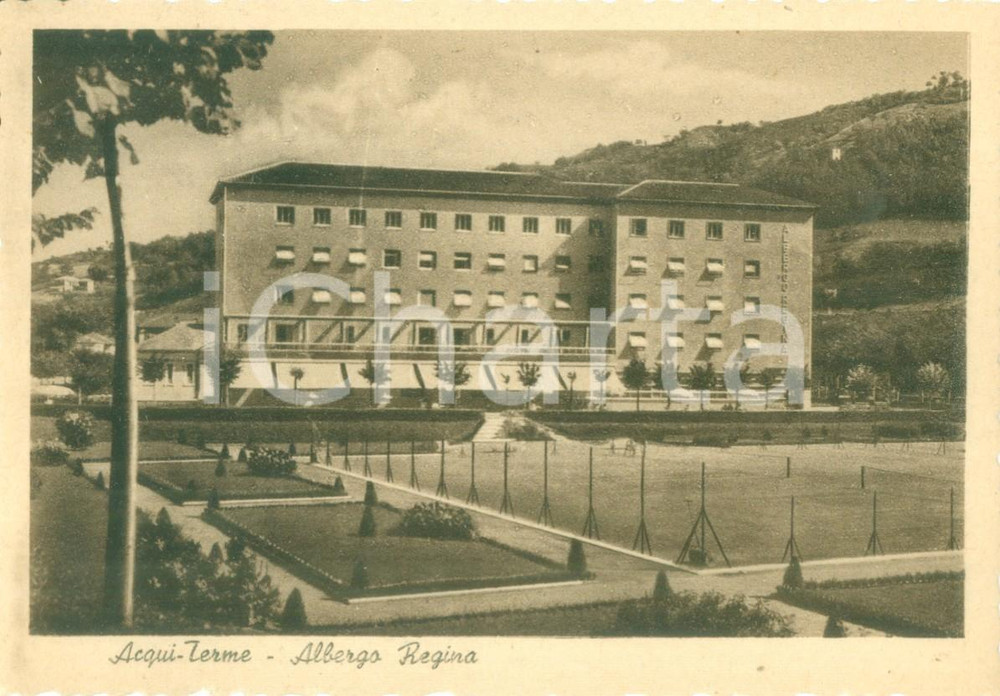 Cartolina originale da collezione 1945 ca ACQUI TERME AL Veduta dell Albergo REGINA Cartolina FG NV 1