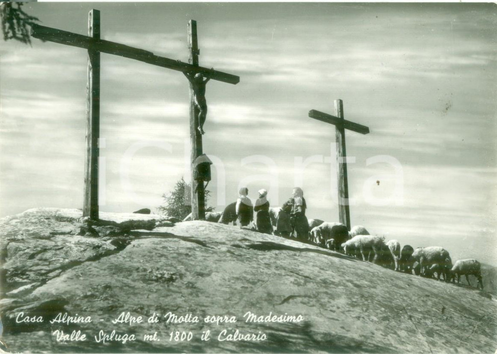 Cartolina originale da collezione 1953 MADESIMO SO Calvario all Alpe di MOTTA in Valle Spluga Cartolina FG VG 1
