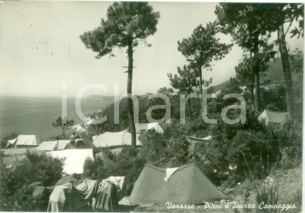 Cartolina originale da collezione 1956 VARAZZE SV Camping ai Piani d IVREA Cartolina postale FG VG 1
