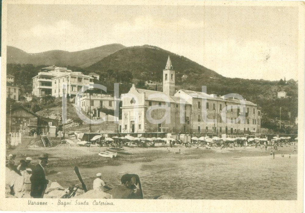Cartolina originale da collezione 1940 ca VARAZZE SV Veduta della spiaggia Bagni SANTA CATERINA Cartolina FG NV 1