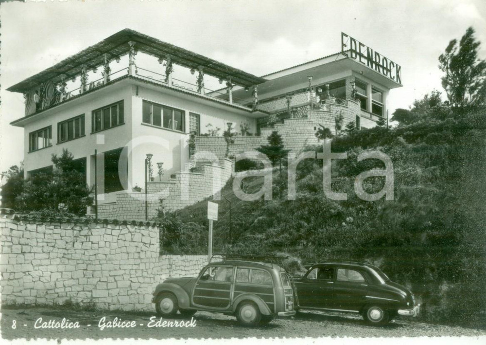 Cartolina originale da collezione 1956 CATTOLICA RN Veduta dell Hotel EDENROCK Cartolina FG VG 1