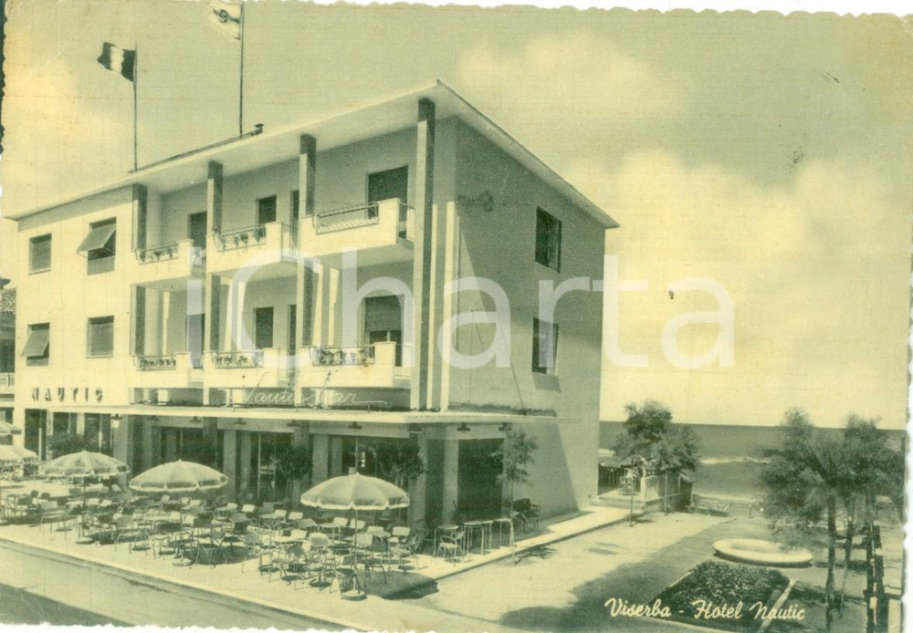 Cartolina originale da collezione 1956 RIMINI Veduta dell Hotel NAUTIC a VISERBA Cartolina postale FG VG 1