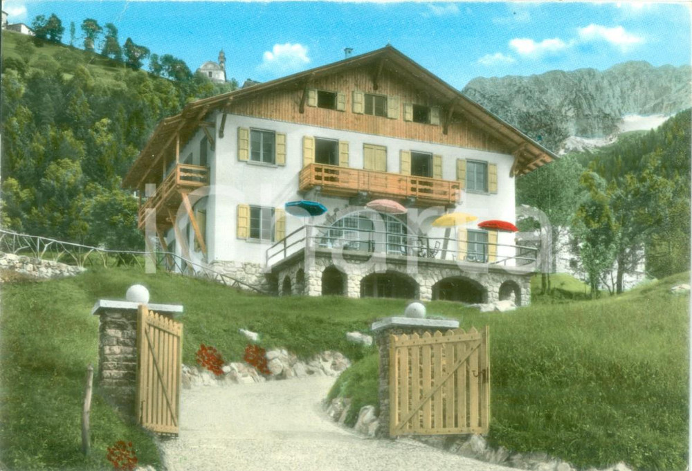 Cartolina originale da collezione 1964 RONCOBELLO BG Veduta del bar tennis a BORDOGNA Cartolina FG VG 1