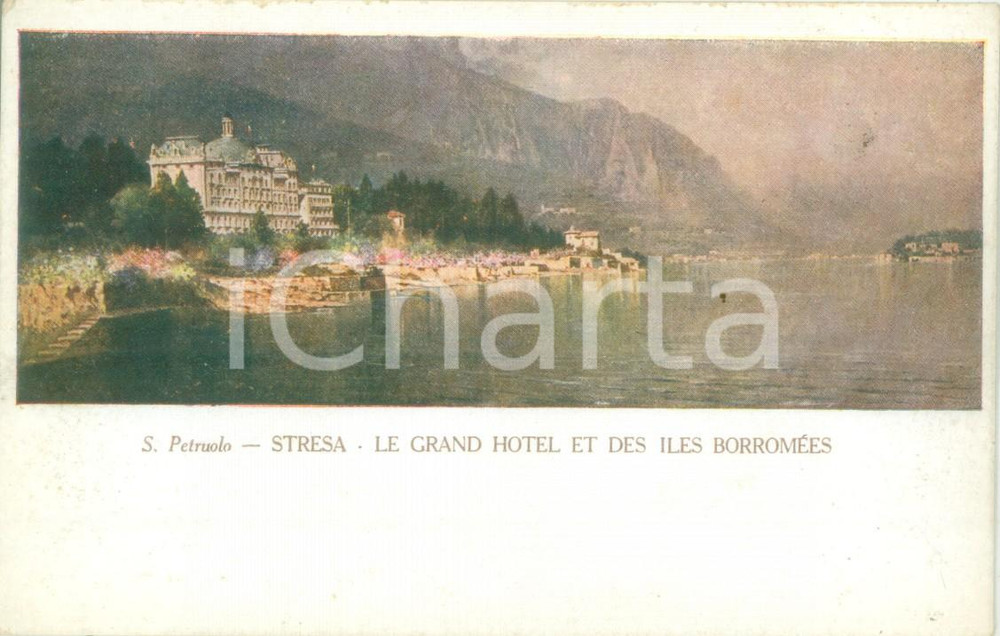 Cartolina originale da collezione 1935 ca STRESA VB Salvatore PETRUOLO Grand Hotel Cartolina ILLUSTRATA FP NV 1