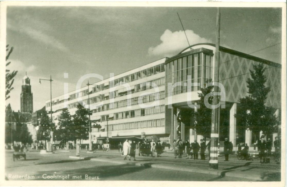 Cartolina originale da collezione 1935 ca ROTTERDAM PAESI BASSI Palazzo della Borsa a COOLSINGEL Cartolina FP NV 1