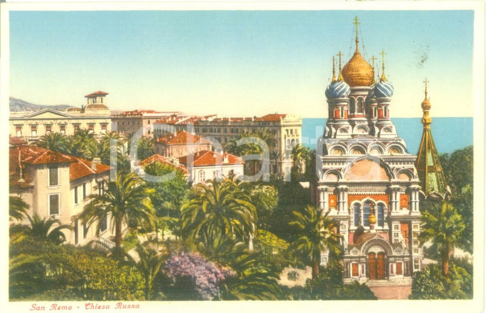 Cartolina originale da collezione 1935 ca SANREMO IM Panorama con la Chiesa Russa Cartolina FP NV 1