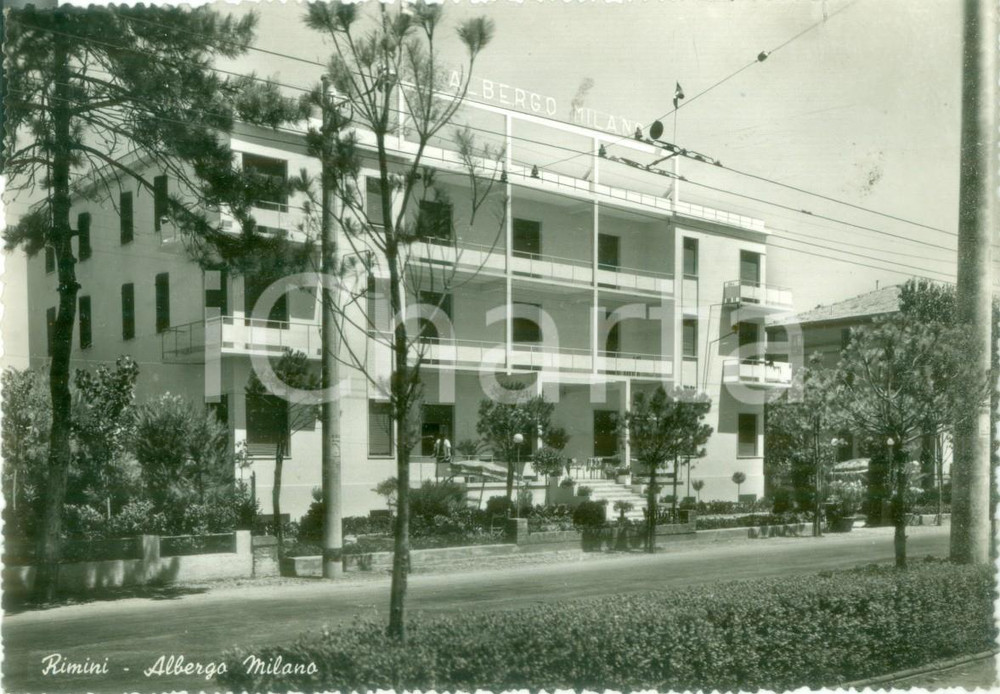 Cartolina originale da collezione 1958 RIMINI La facciata dell albergo MILANO Cartolina postale FG VG 1