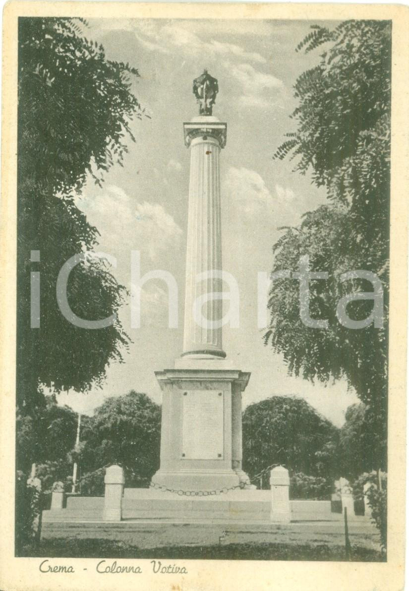 Cartolina originale da collezione 1940 CREMA CR Veduta della Colonna votiva Cartolina FG VG 1