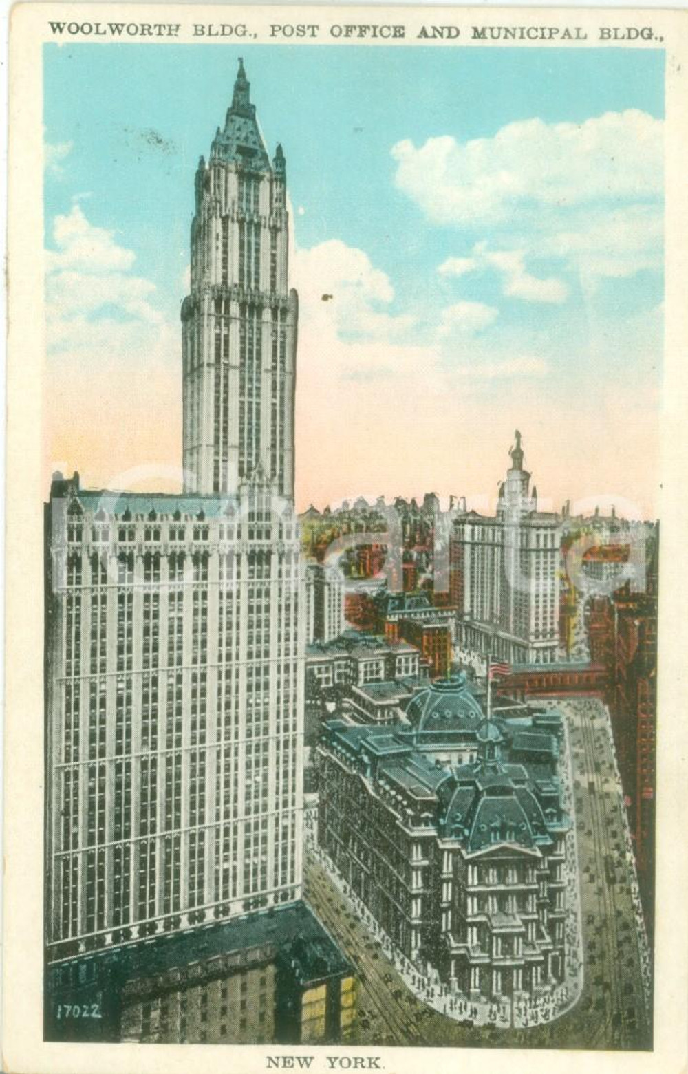 Cartolina originale da collezione 1935 ca NEW YORK USA Il Woolworth Building e il Post Office Cartolina FP NV 1