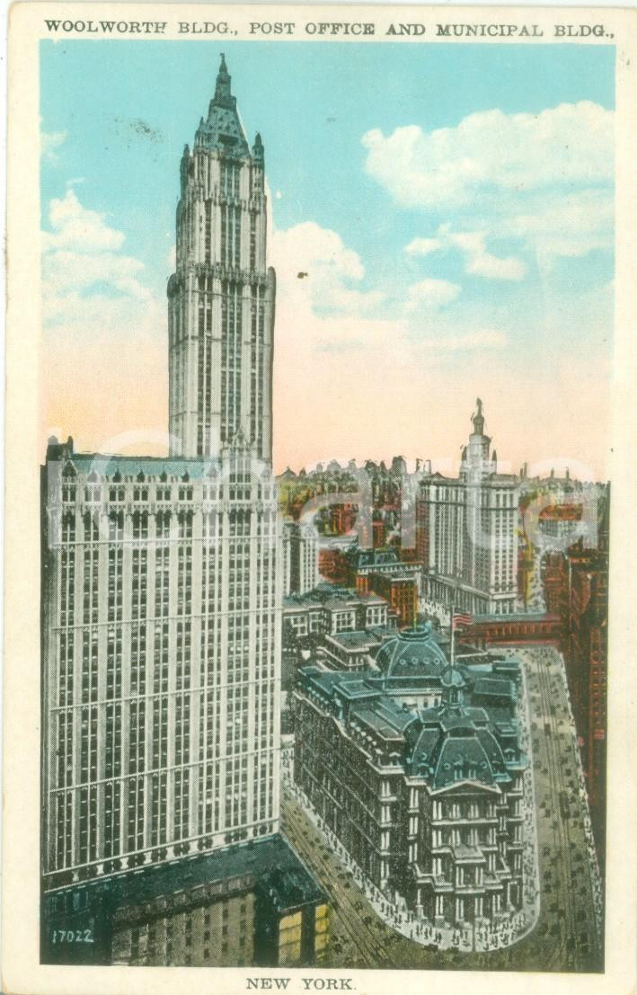 Cartolina originale da collezione 1935 ca NEW YORK USA Il Woolworth Building e il Post Office Cartolina FP NV 1