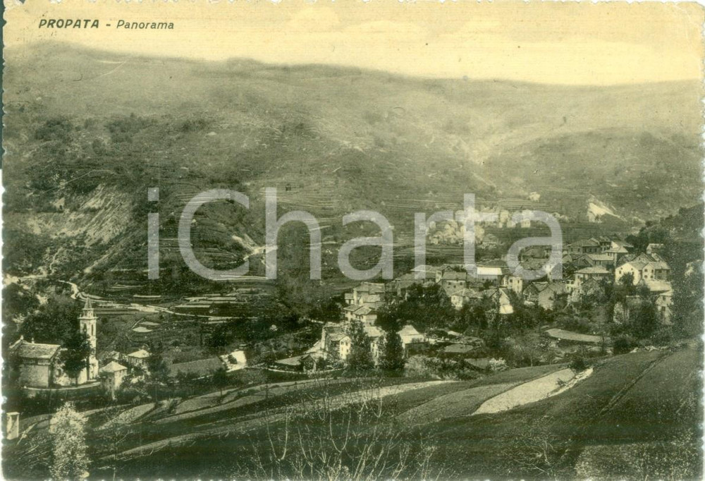 Cartolina originale da collezione 1955 PROPATA GE Panorama generale del paese Cartolina postale FG VG 1