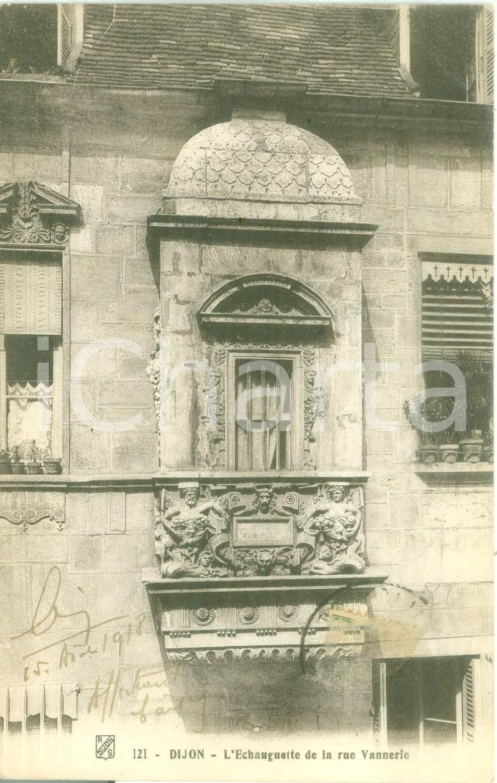 Cartolina originale da collezione 1918 DIJON FRANCE L Echauguette de la rue Vannerie Cartolina FP NV 1