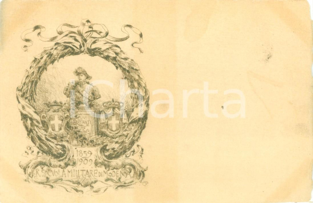 Cartolina originale da collezione 1909 MODENA Ciquantenario Regia Scuola Militare Cartolina postale FP NV 1