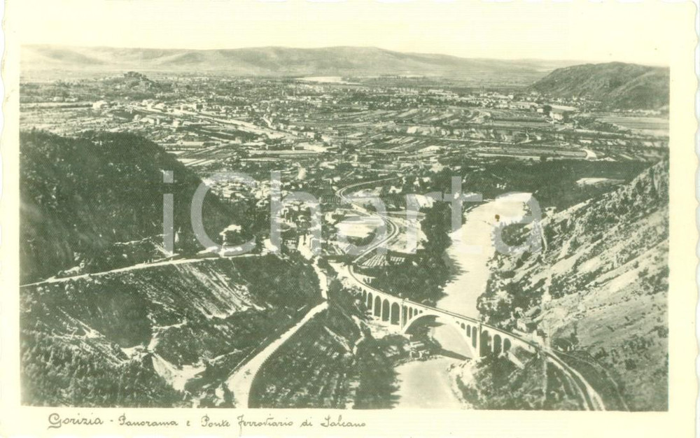 Cartolina originale da collezione 1948 GORIZIA Panorama e ponte ferroviario di SALCANO Cartolina FP VG 1