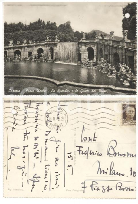 Autografo originale 1942 CASERTA Parco Reale Cartolina autografo Vittorio Emanuele BORROMEO ARESE 1