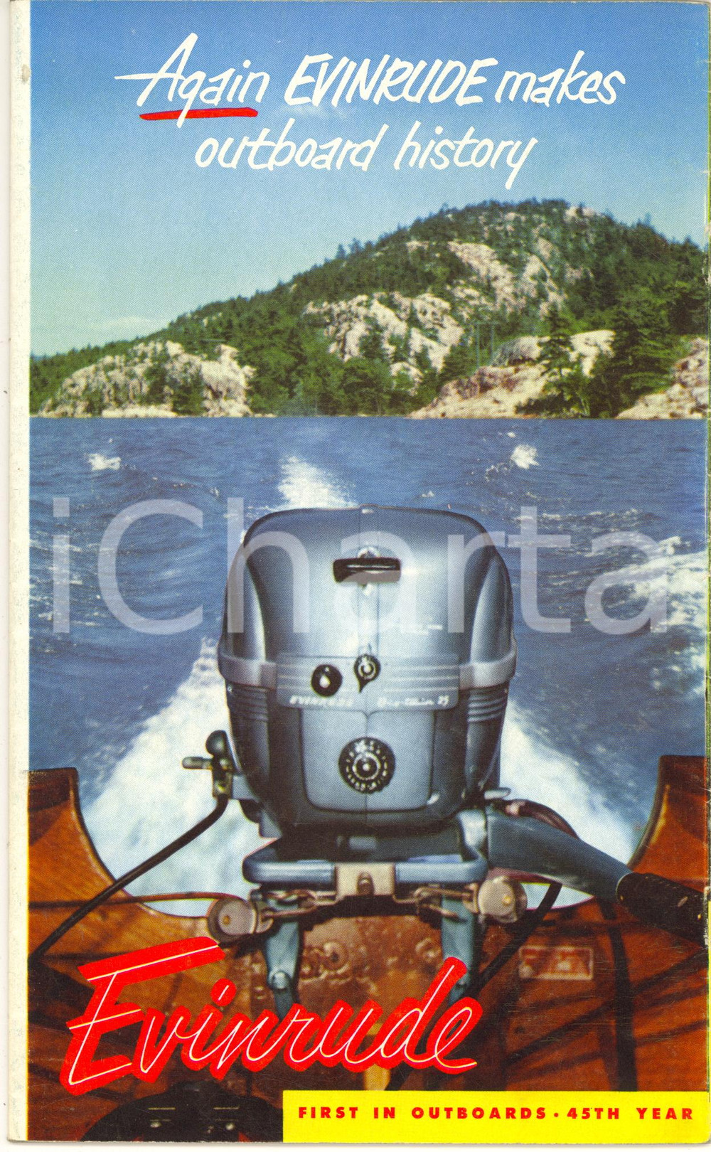 Materiale pubblicitario d’epoca 1975 ca NAUTICA Motoscafi EVINRUDE Opuscolo turistico ILLUSTRATO 1
