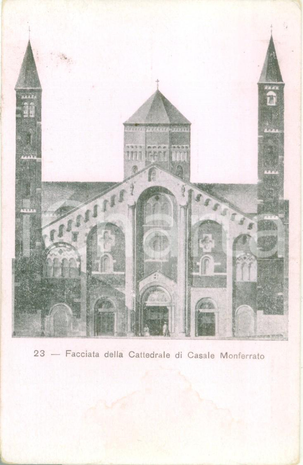Cartolina originale da collezione 1900 ca CASALE MONFERRATO AL Facciata della Cattedrale Cartolina FP NV 1