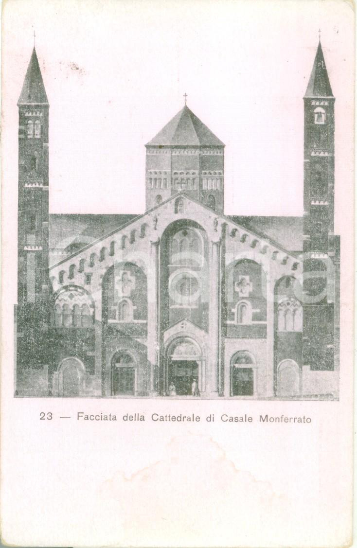 Cartolina originale da collezione 1900 ca CASALE MONFERRATO AL Facciata della Cattedrale Cartolina FP NV 1