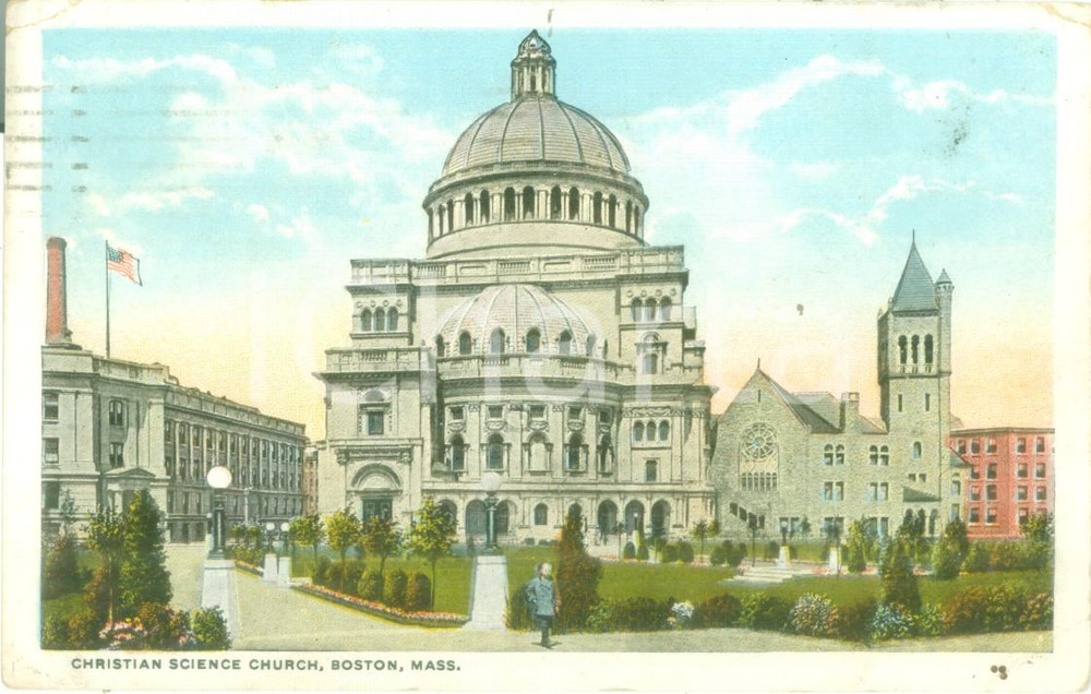 Cartolina originale da collezione 1922 BOSTON, MASSACHUSETTS USA Christian Science Church Cartolina FP VG 1