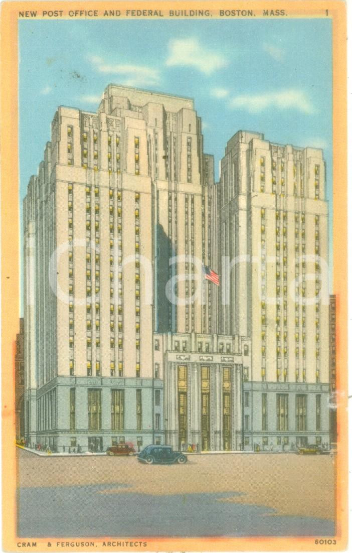 Cartolina originale da collezione 1935 ca BOSTON, MASSACHUSETTS USA New Post Office Federal Building Cartolina 1