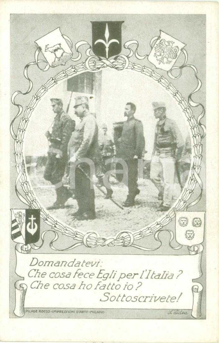 Cartolina originale da collezione 1915 PROPAGANDA WW1 Cosa fece Egli per l ITALIA? Prestito nazionale Cartolina 2 1