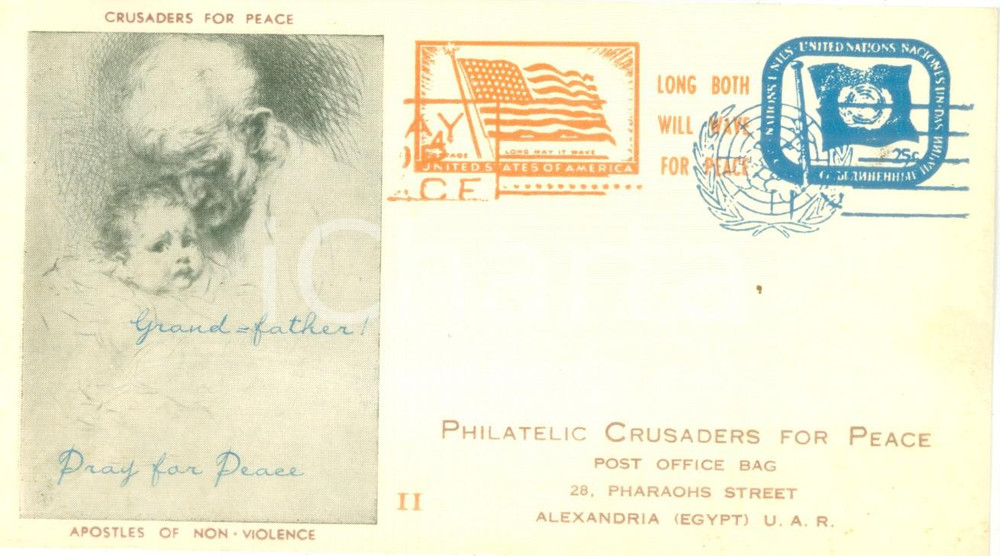 Cartolina originale da collezione 1965 PHILATELIC CRUSADERS FOR PEACE Preserve St. Peter in NUBIA Cartolina FG NV 1