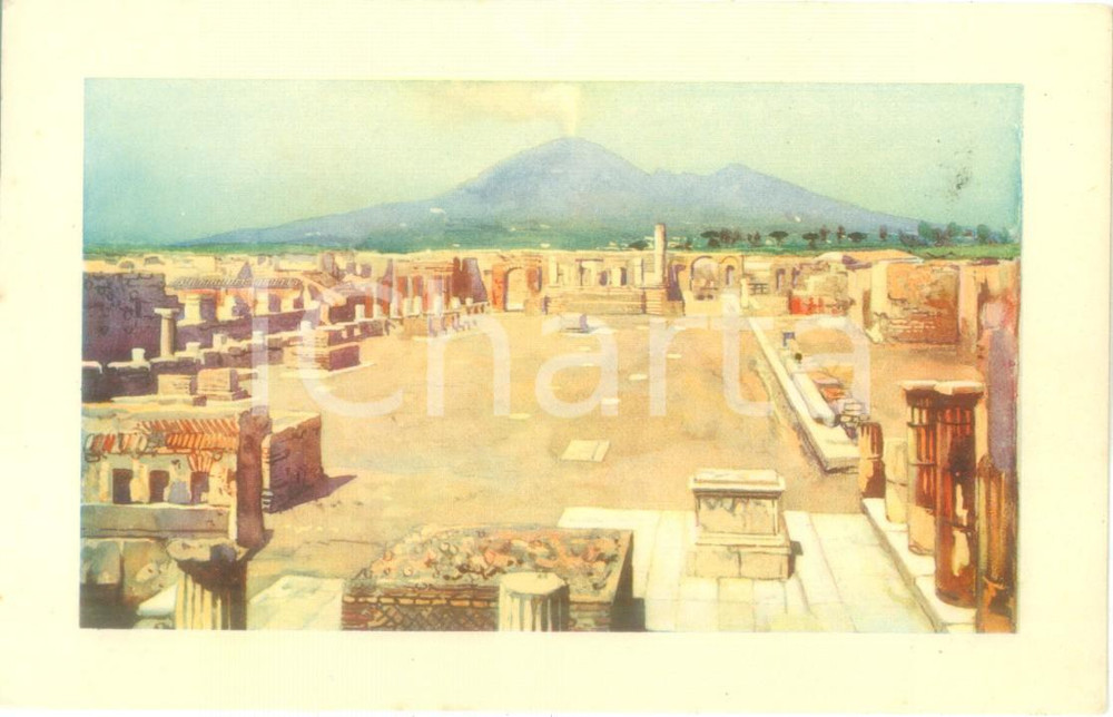 Cartolina originale da collezione 1940 ca POMPEI NA Gli scavi del Foro Cartolina ILLUSTRATA FP NV 1