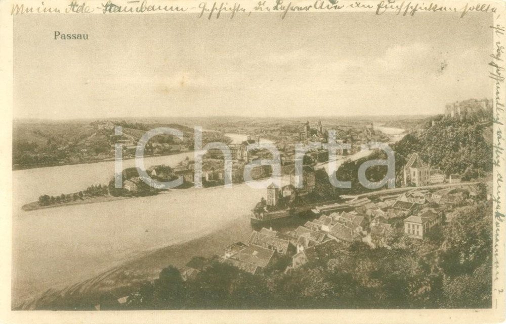 Cartolina originale da collezione 1926 PASSAU GERMANIA Panorama aereo della cittÃ  Cartolina FP VG 1