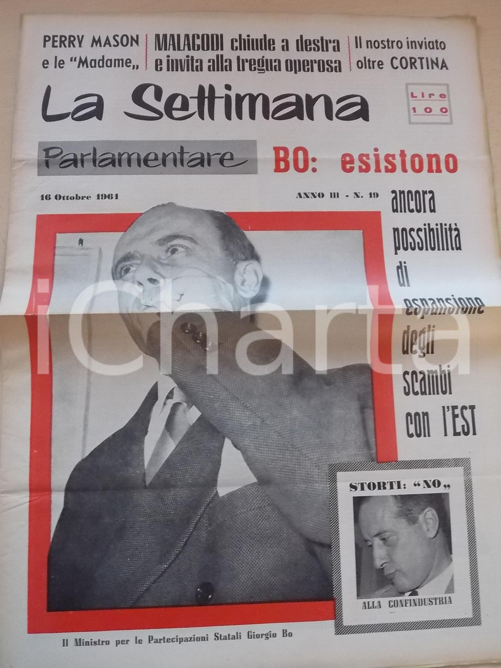 Giornale, rivista storica 1961 LA SETTIMANA PARLAMENTARE Ministro Giorgio BO alla Fiera di BRNO nÂ° 19 1