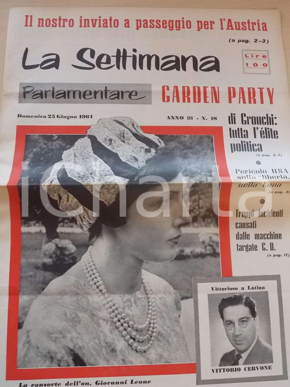 Giornale, rivista storica 1961 LA SETTIMANA PARLAMENTARE Elite politica al garden party di GRONCHI nÂ° 18 1