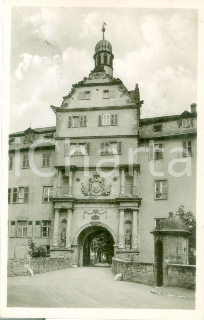 Cartolina originale da collezione 1956 BAD MERGENTHEIM GERMANIA Il portale del castello Cartolina FP VG 1