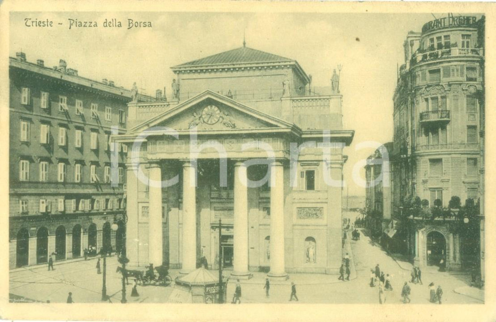 Cartolina originale da collezione 1915 TRIESTE veduta di Piazza della Borsa Cartolina postale FP VG 1