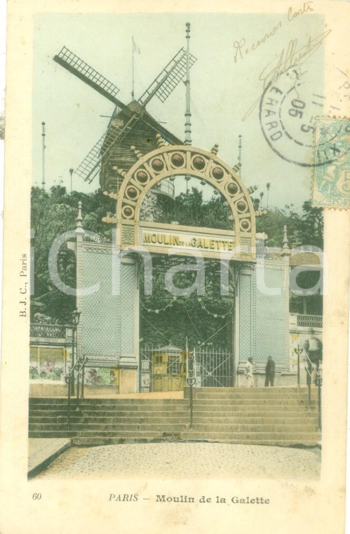 Cartolina originale da collezione 1905 PARIS L ingresso del Moulin de la Galette Cartolina postale FP VG 1