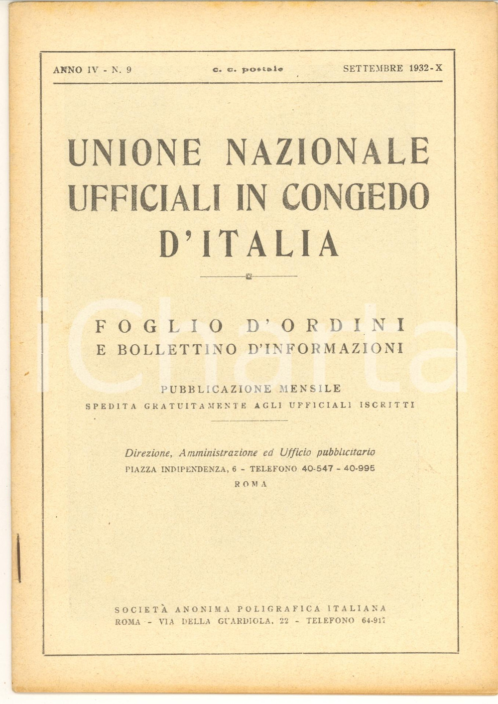 Documento originale, autentico 1932 U.N.U.CI. FOGLIO D ORDINI Le Grandi Manovre dell Anno X Pubblicazione 1